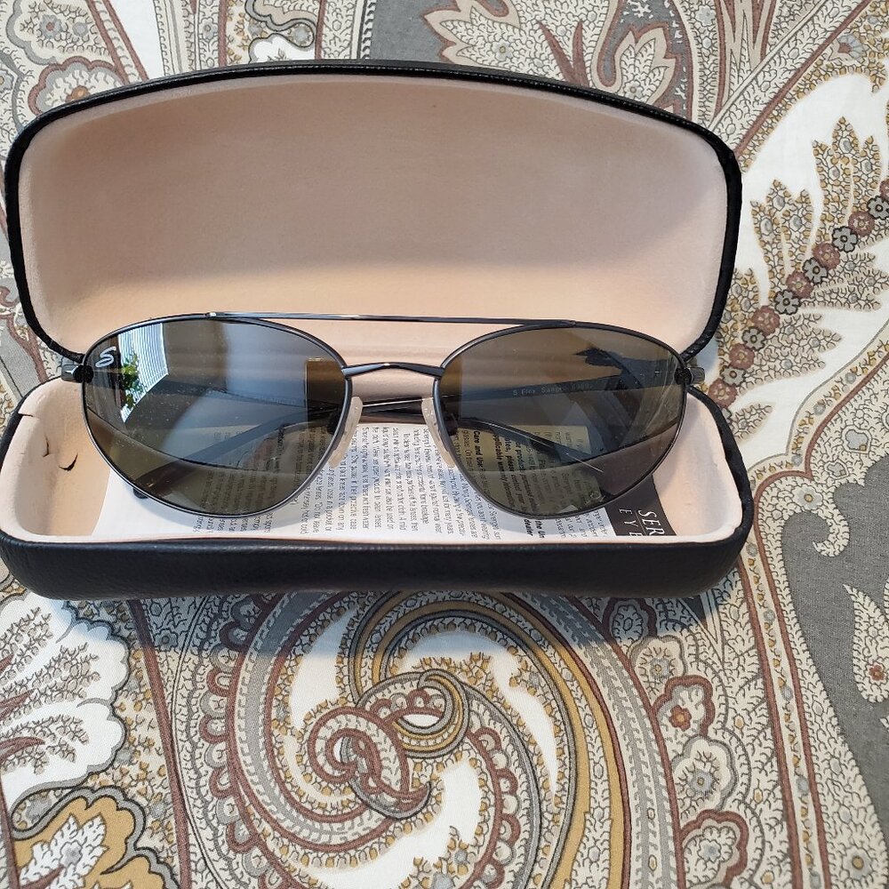 Vintage Serengeti Flex Sangro 6999 Dark Grey Aviator Sunglasses w/Case -Mint